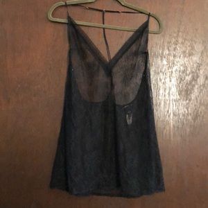 Victoria Secret T back sheer black lace top